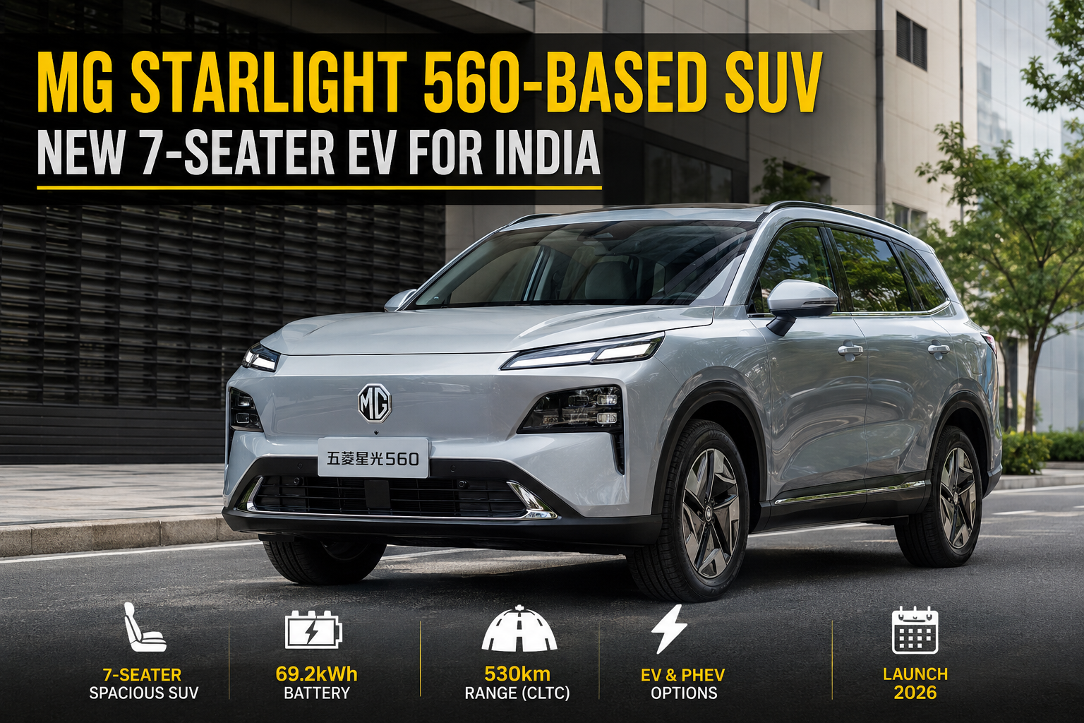 MG Starlight 560-Based SUV: New 7-Seater EV, Range, Battery & Launch Details